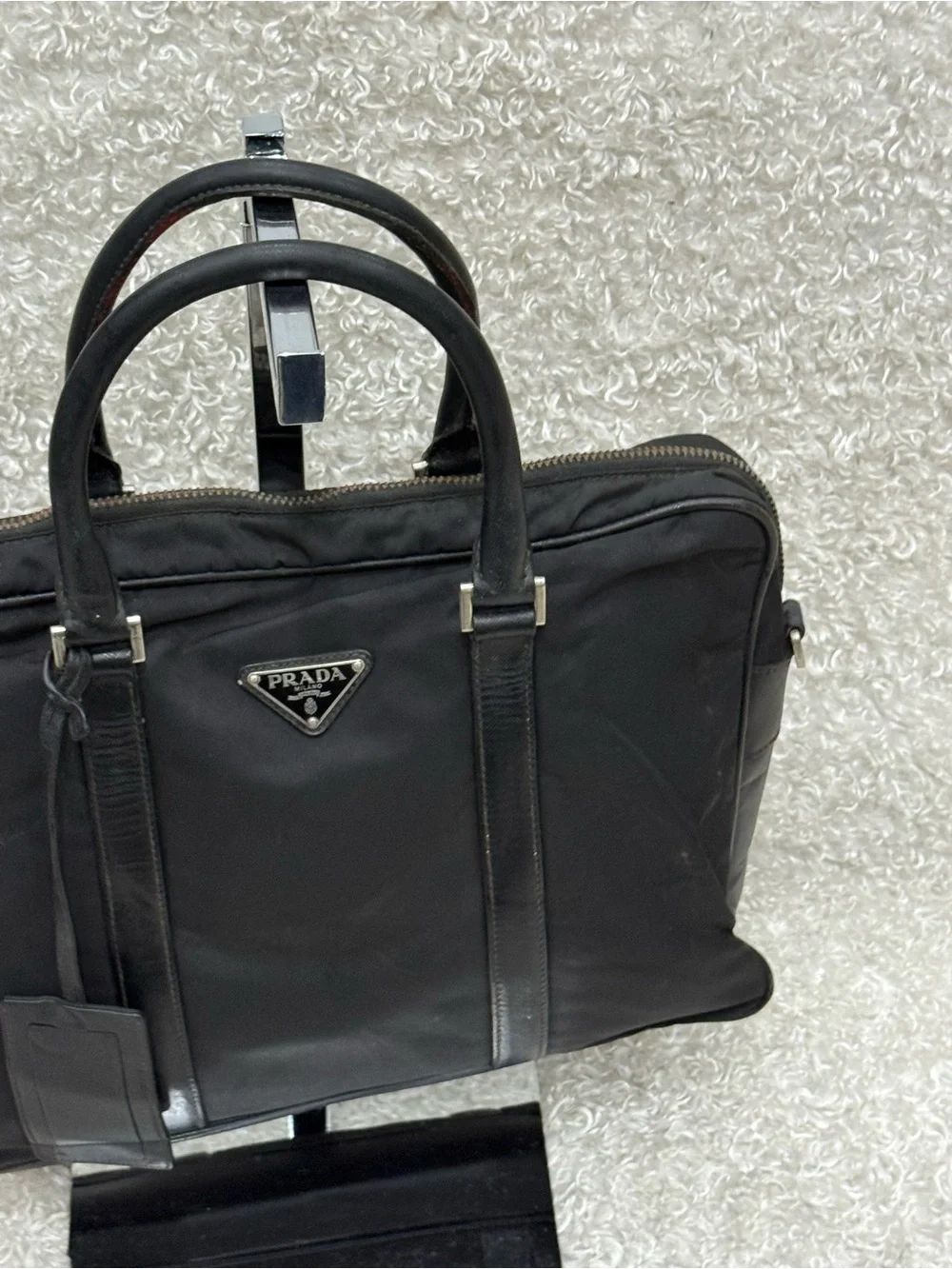 PRADA - Black Nylon Leather Business Bag